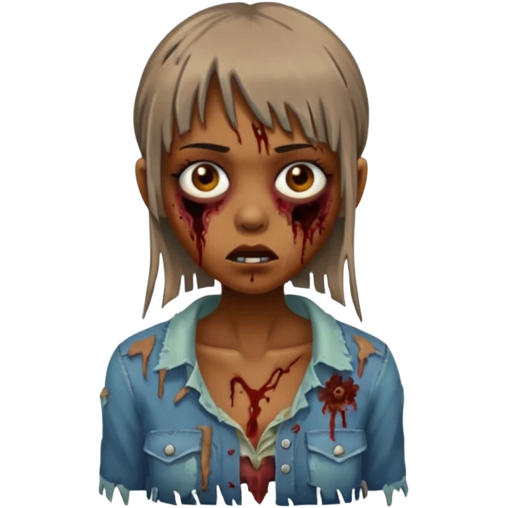 menina zumbi de franja e morena emoji