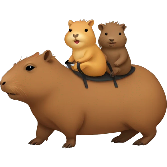 little capybara riding on capybara emoji