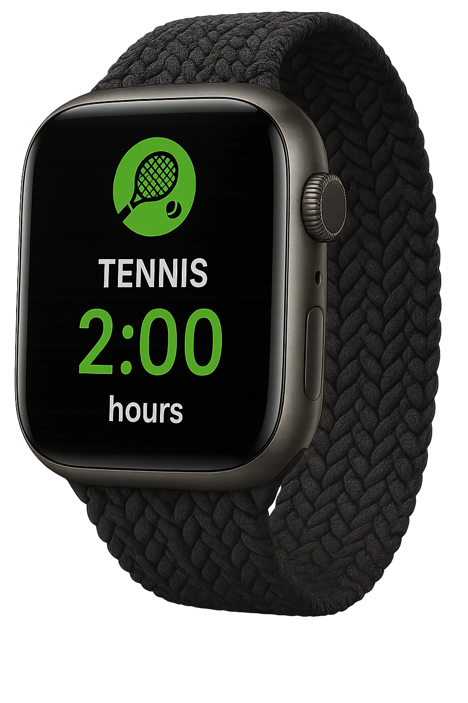 smartwatch con modalità attiva di tennis che segna 2 ore di tennis, REALISTICA 4K emoji