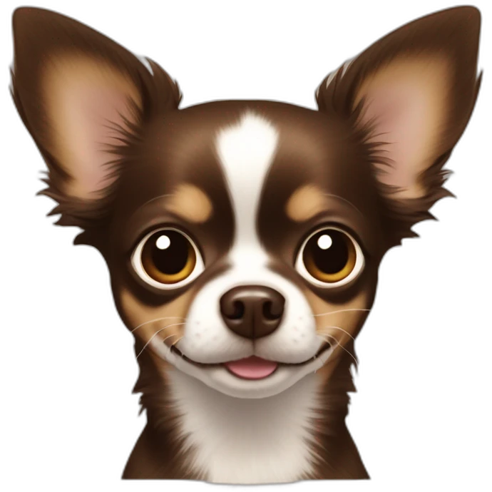 dark brown longhaired chihuahua with baby-face emoji