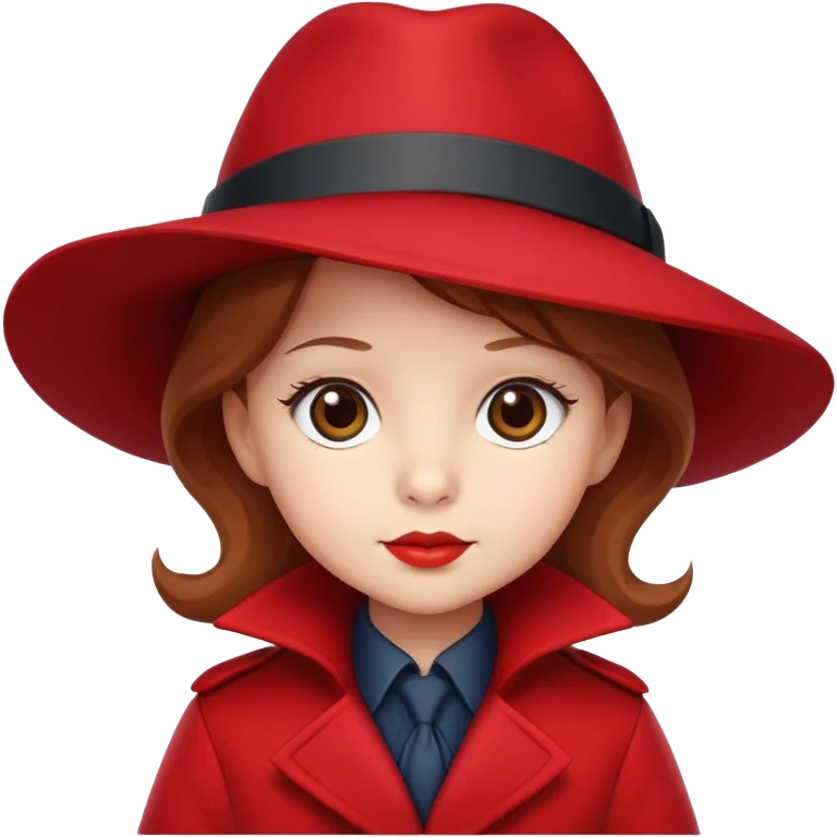 Baby Carmen Sandiego with red hat and coat, cute detective emoji