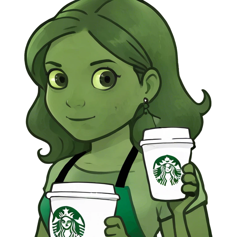 A white brunette with Starbucks  emoji