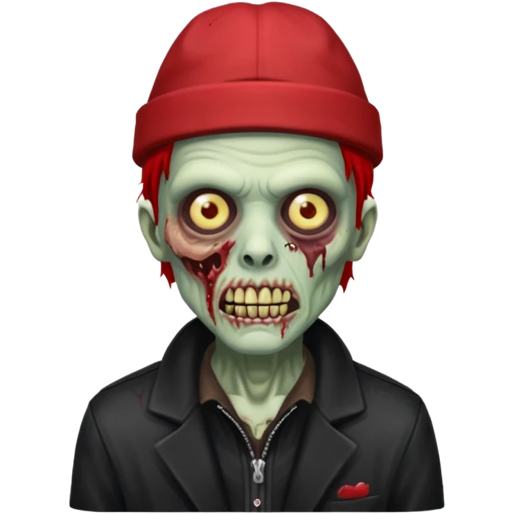 zombie in red hats black jacket emoji