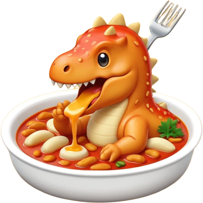 Dinosour eating tteokbokki emoji
