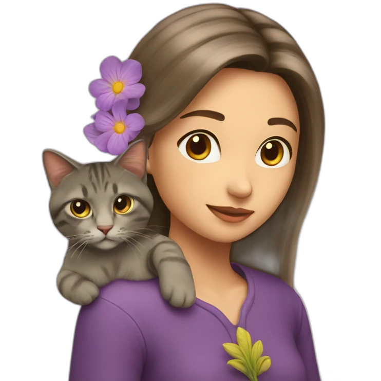 Fleur avec une tête de chat emoji