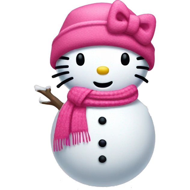 Hello kitty snow man with pink scarf emoji