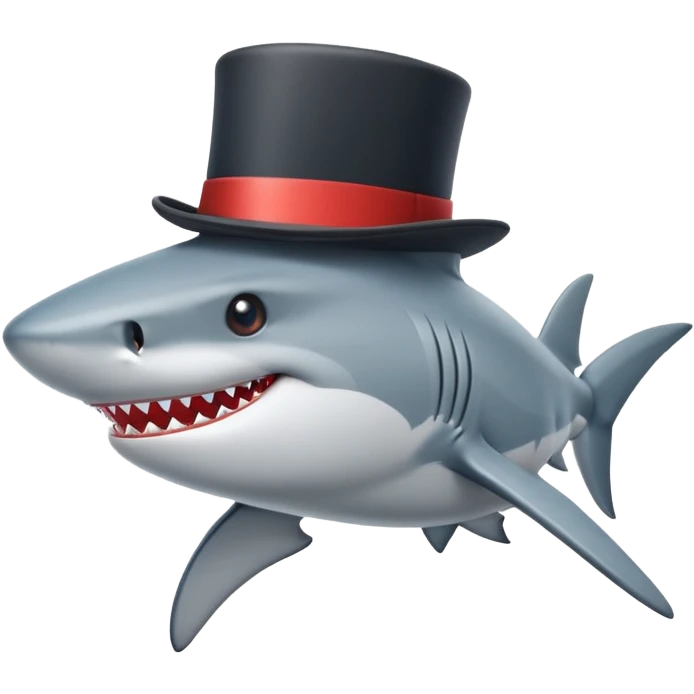 Shark with a top hat emoji