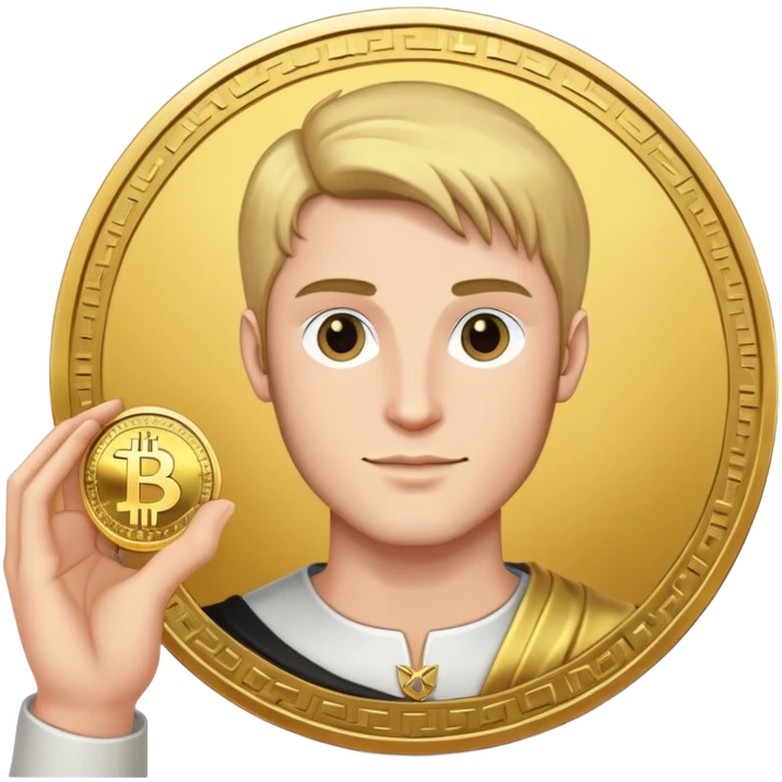 Artur the Prince holding a YUSRA cryptocurrency coin emoji