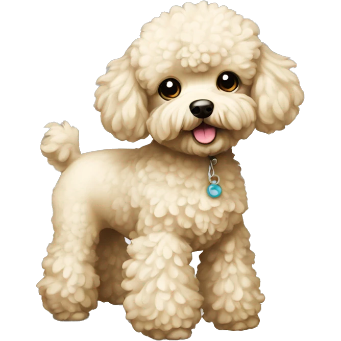 Scruffy cream toy poodle emoji