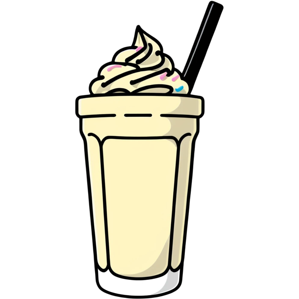 vanilla milkshake with sprinkles emoji