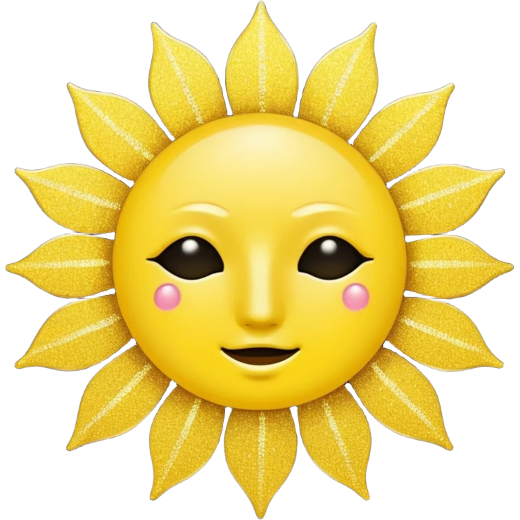 sun in 2d golden glitter in colour without face emoji