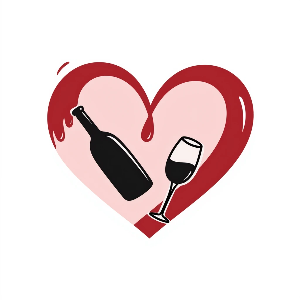 doodle style red wine heart emoji