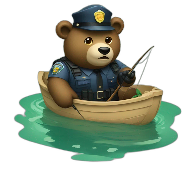 Bear cop fishing in a pond emoji