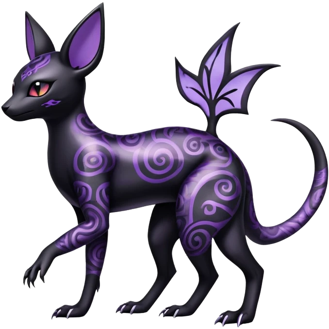 Shiny Dark Edgy Majestic Sophisticated Modern Gothic Gloomy Futuristic Salandit-Umbreon-Espeon-Hybrid (Full body) with pattern-markings emoji