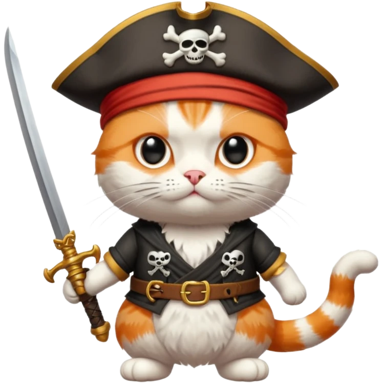 Crie um gato com chapéu de pirata emoji