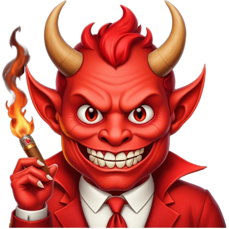 Diablito de cara roja con un cigarro emoji