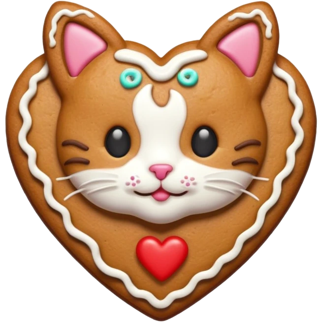 heart gingerbread kitty emoji
