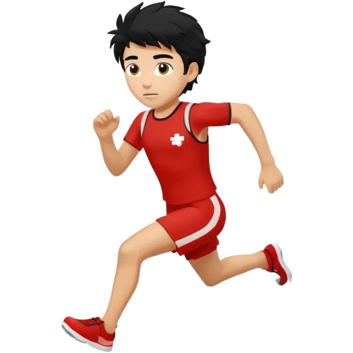 Lifeguard Teenager with Black messy hair running to save lives emoji