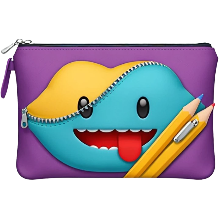 Pencil pouch with zipper mouth emoji