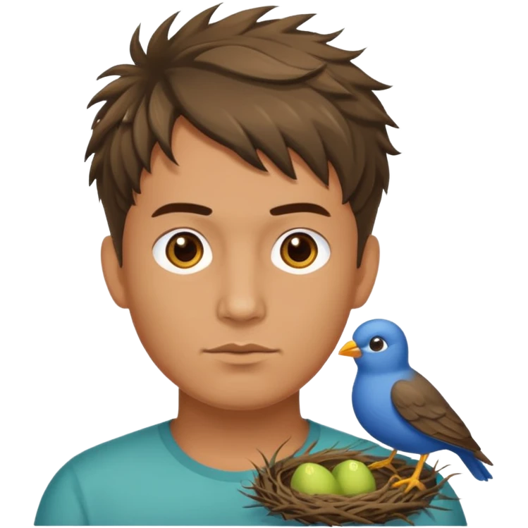 Man who has a Birds Nest haircut emoji