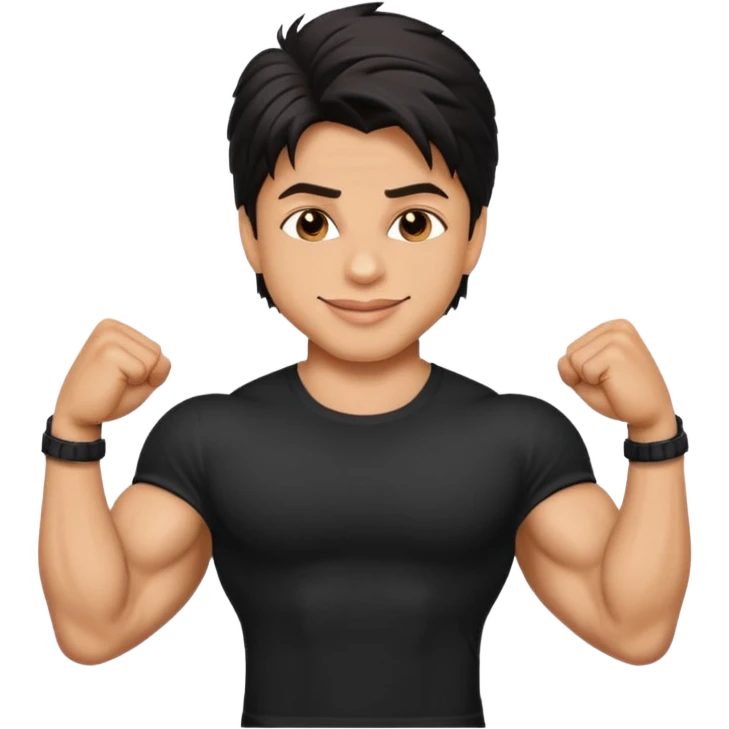 ipretty bratz emoji of shah rukh khan wearing a black tee, muscular emoji
