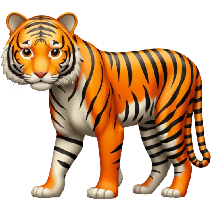 Create a single emoji of a Tiger in full body, shown at a slight side angle in a natural, characteristic pose. stylized like an emoji, but clearly recognizable.  emoji