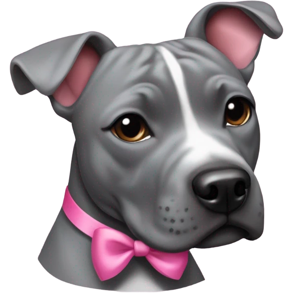 Grey staffy with pink bows in hair emoji