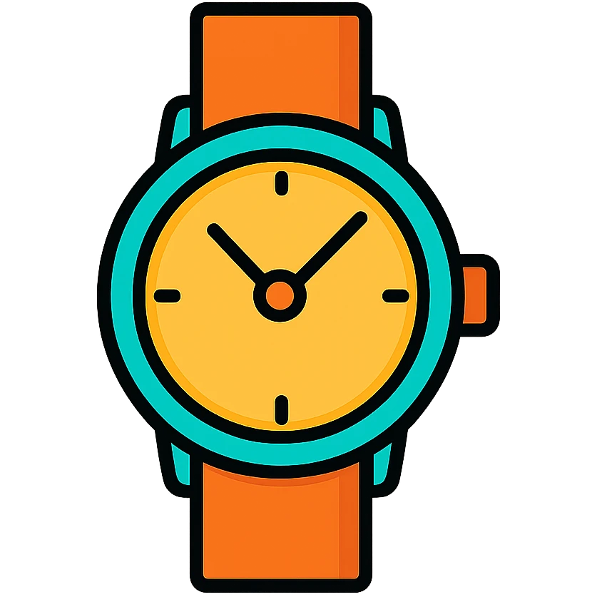 watch, flat color icon style, bold and easy to recognize, suitable for UI emoji