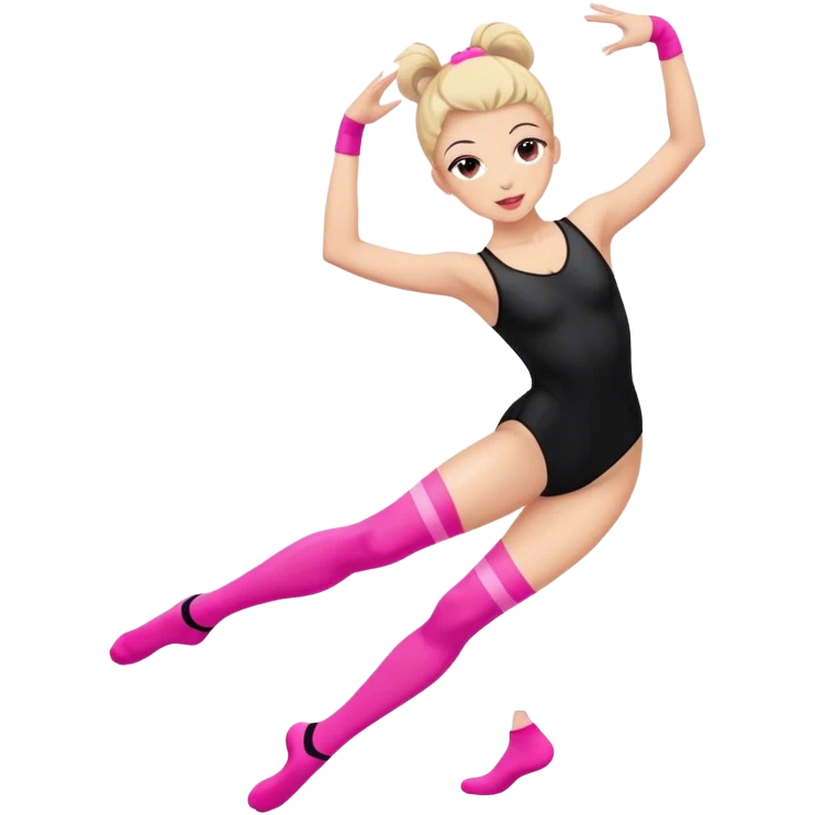 sport dancer in black leotards and pink socks who talk emoji