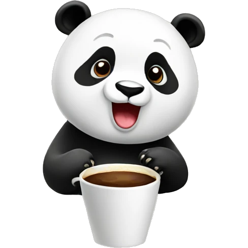 Panda with coffe emoji