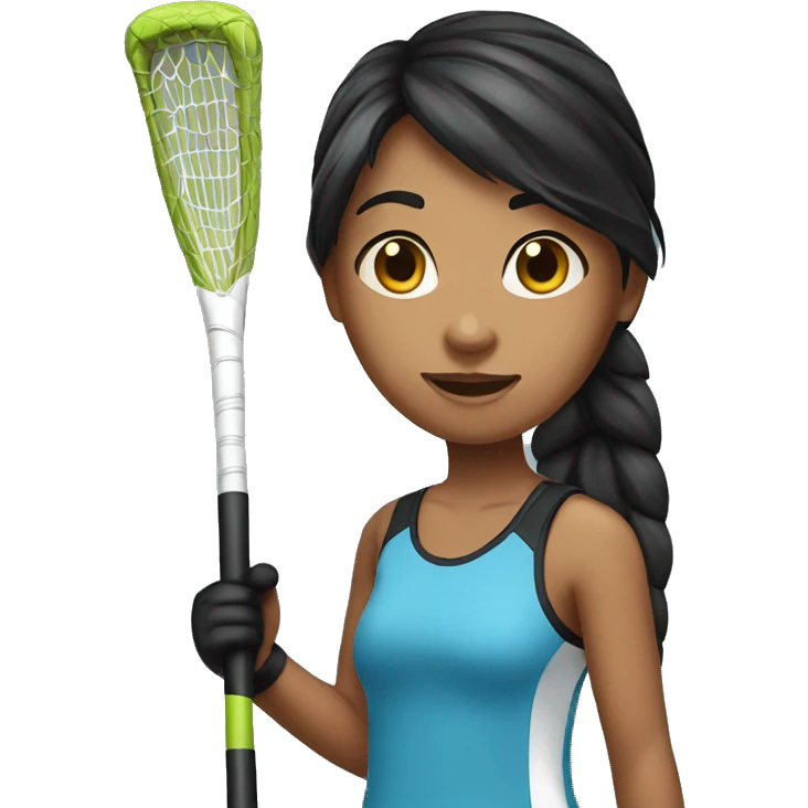 girl with medium deep skin and black hair holding field hockey stick emoji