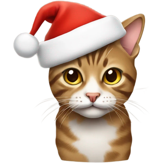 Tabby cat wearing a Santa hat emoji