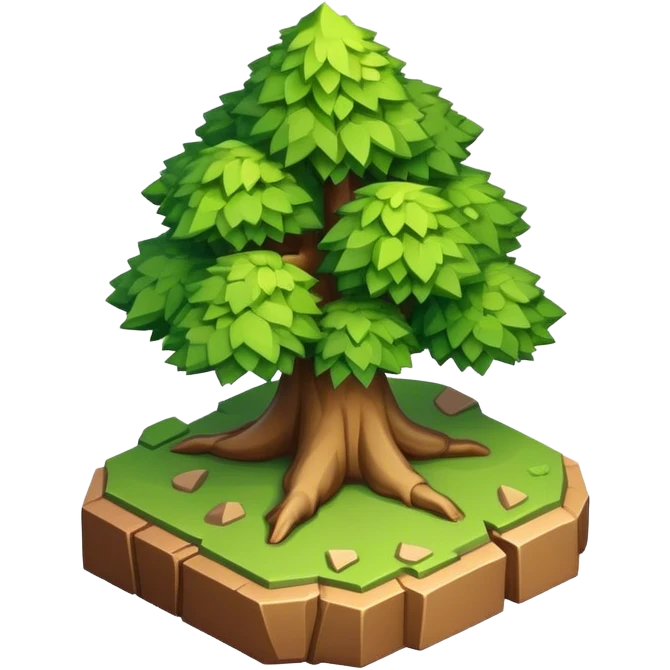 isometric view rugged small tree emoji