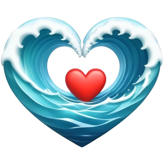 Sea wave in 3d heart emoji