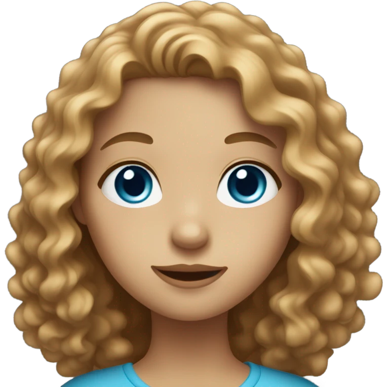 Girl with blue eyes and long light brown curly hair emoji