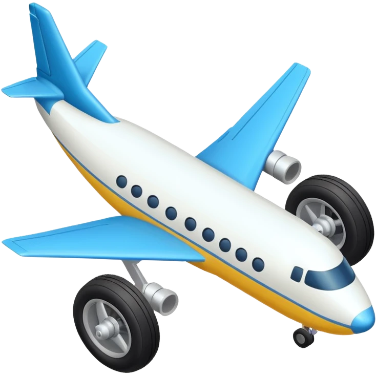 The aircraft's landing gear is one inflated, plump wheel with a strut, black in color, cartoon-style, isometric emoji