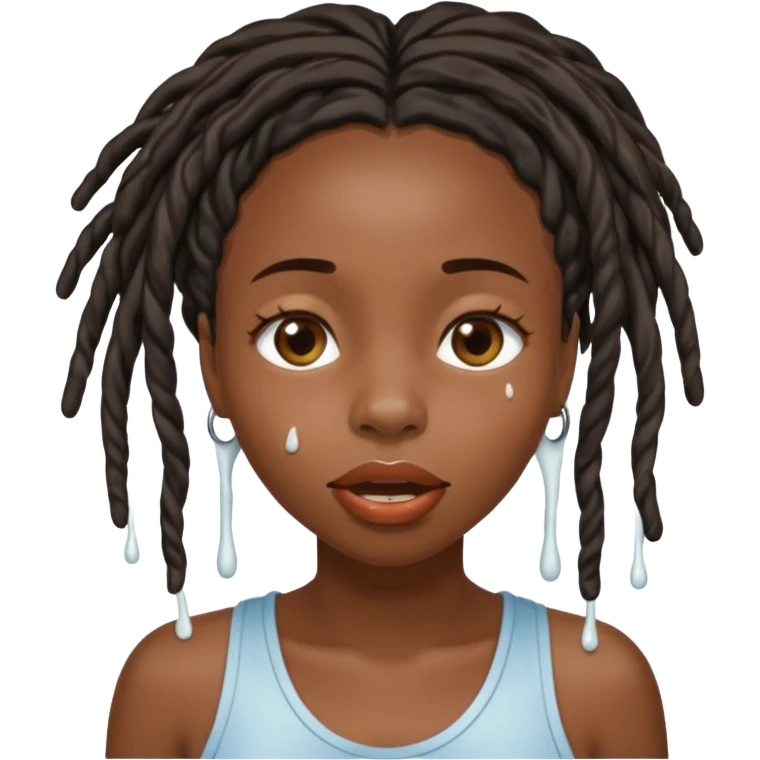Black girl with locs and milk dripping down her face and mouth  emoji