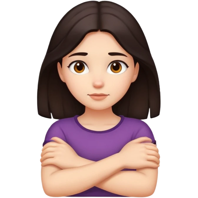 Girl with arms crossed around her neck emoji