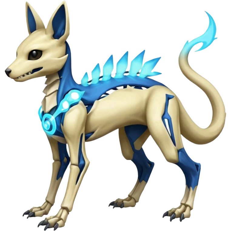 Skeletal-Manectric-Electrike-Lucio-Cubone-Umbreon-Marowak-Draco-Fakémon-hybrid-creature (full body), 4 legs emoji