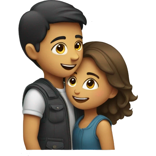 Boy and girl hug each other  emoji