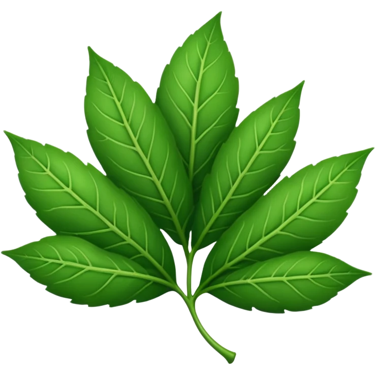 "iOS style leaves emoji, green with detailed veins, no background" emoji