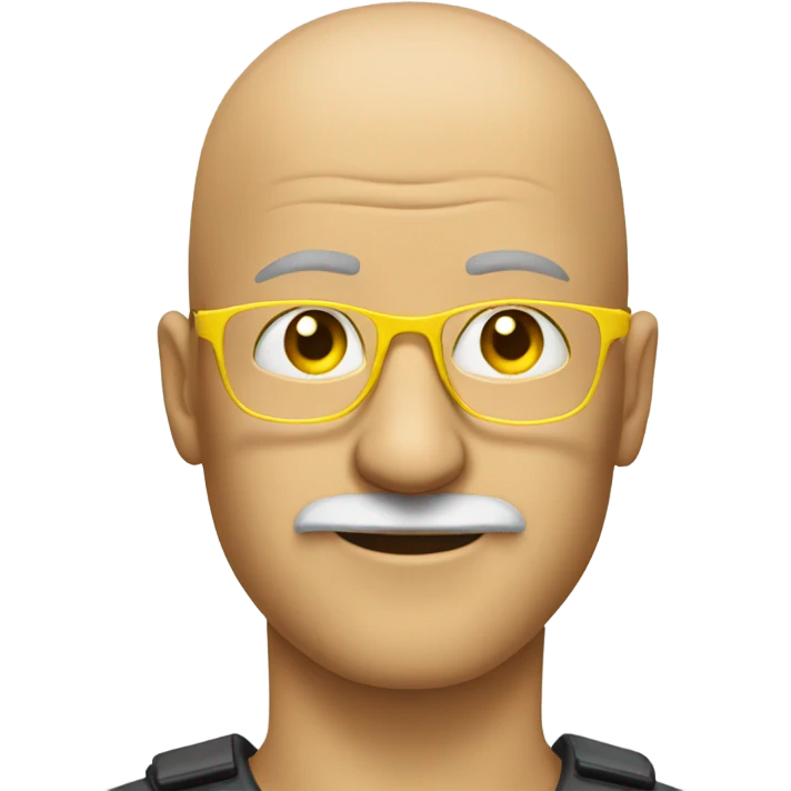 A bald guy with a moustache and yellow safety glasses  in the subway emoji