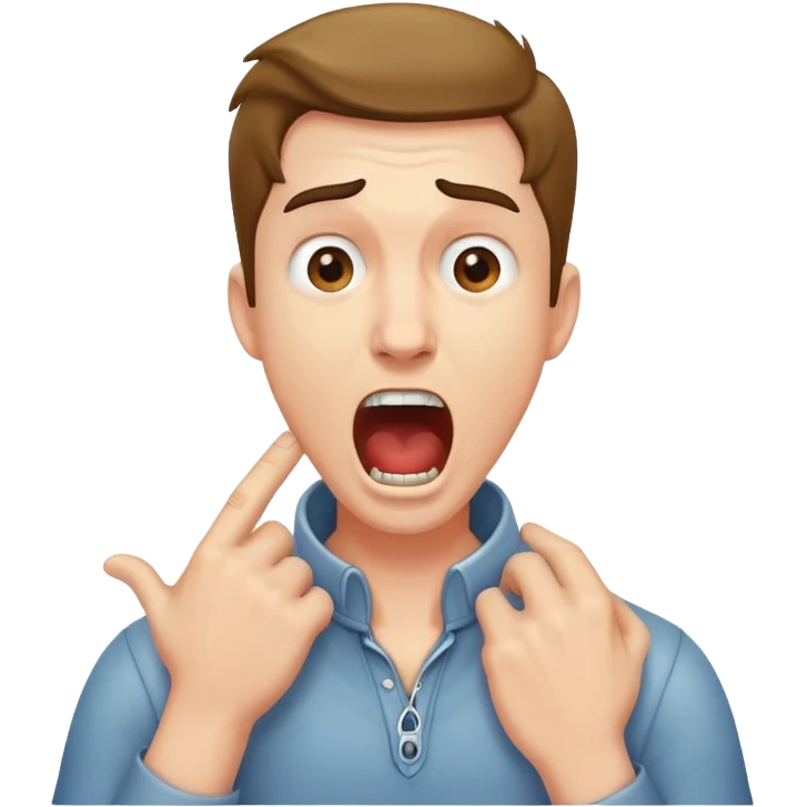 Guy holding neck while yelling emoji
