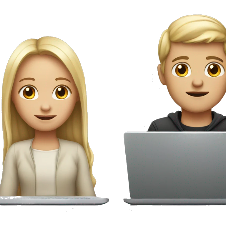 white boy and girl behind laptop emoji