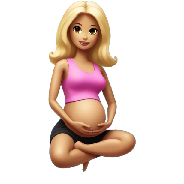 Pregnant Barbie on yoga ball emoji