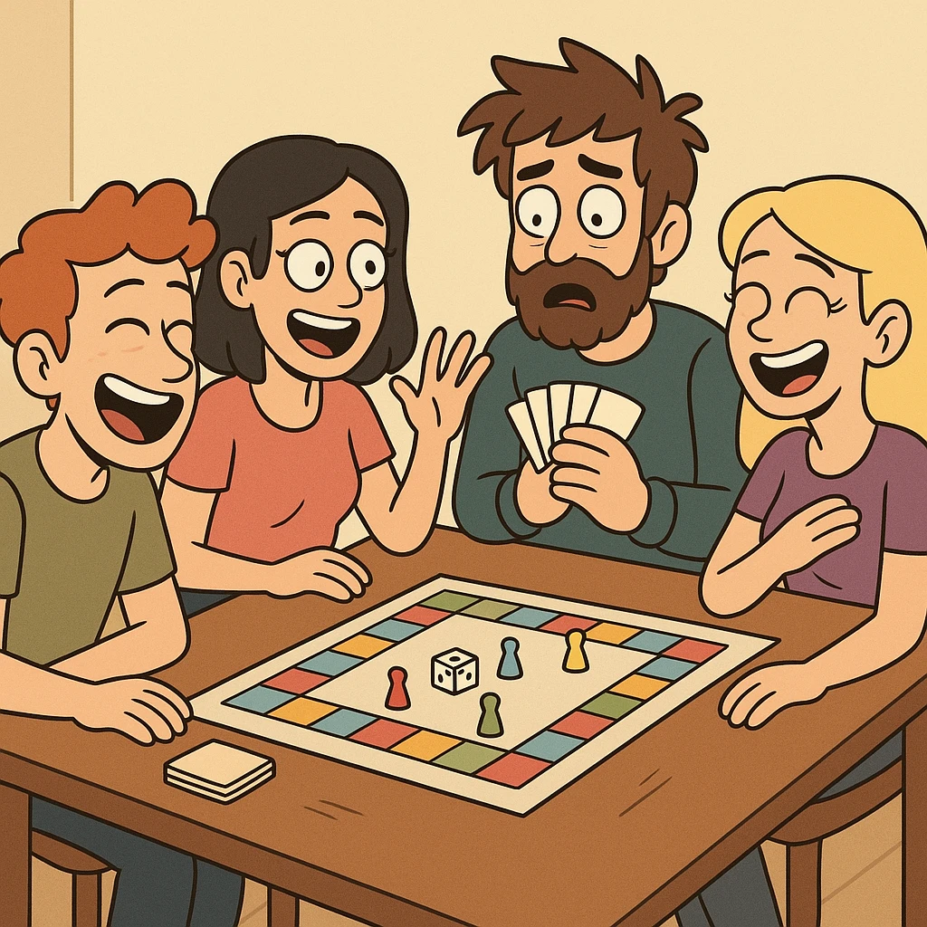 game night with friends around a table emoji