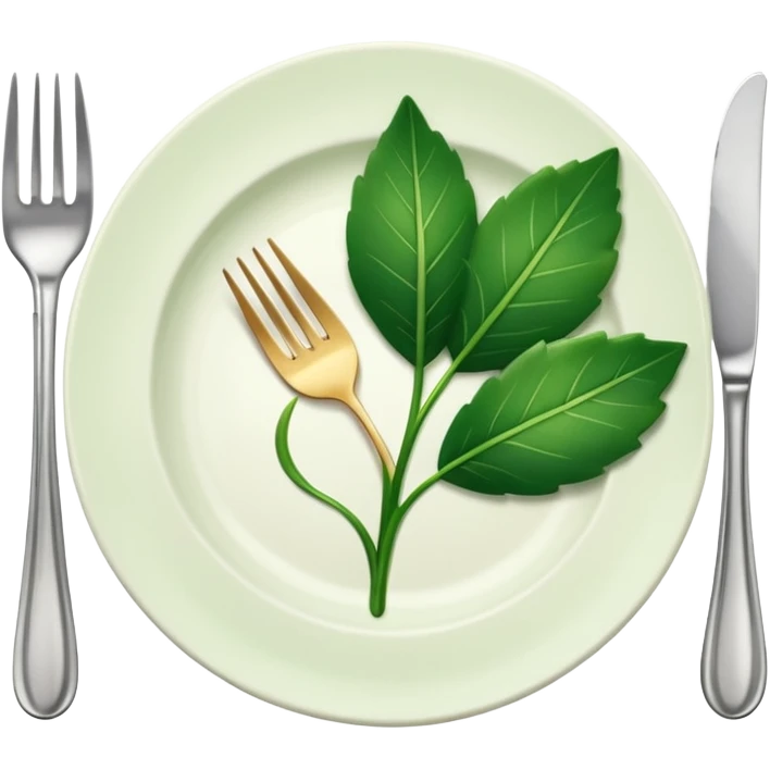 plate with a green leaf and fork emoji