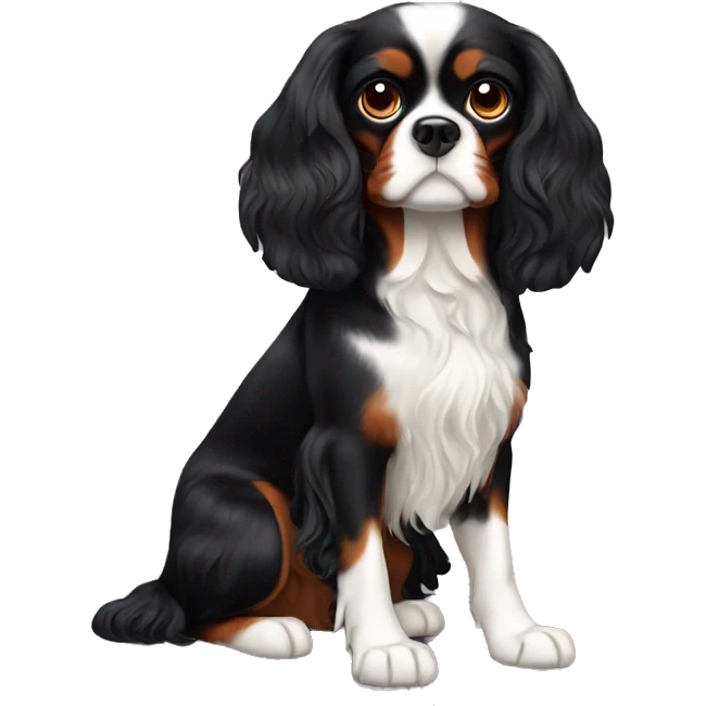 Black Cavalier King Charles Spaniel dog emoji