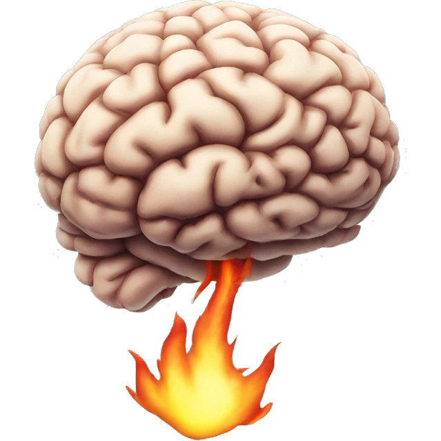 brain coming out with fire above him emoji
