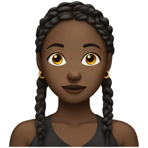 Black woman dark skin thin build with braids and a gold nose ring on the left side emoji